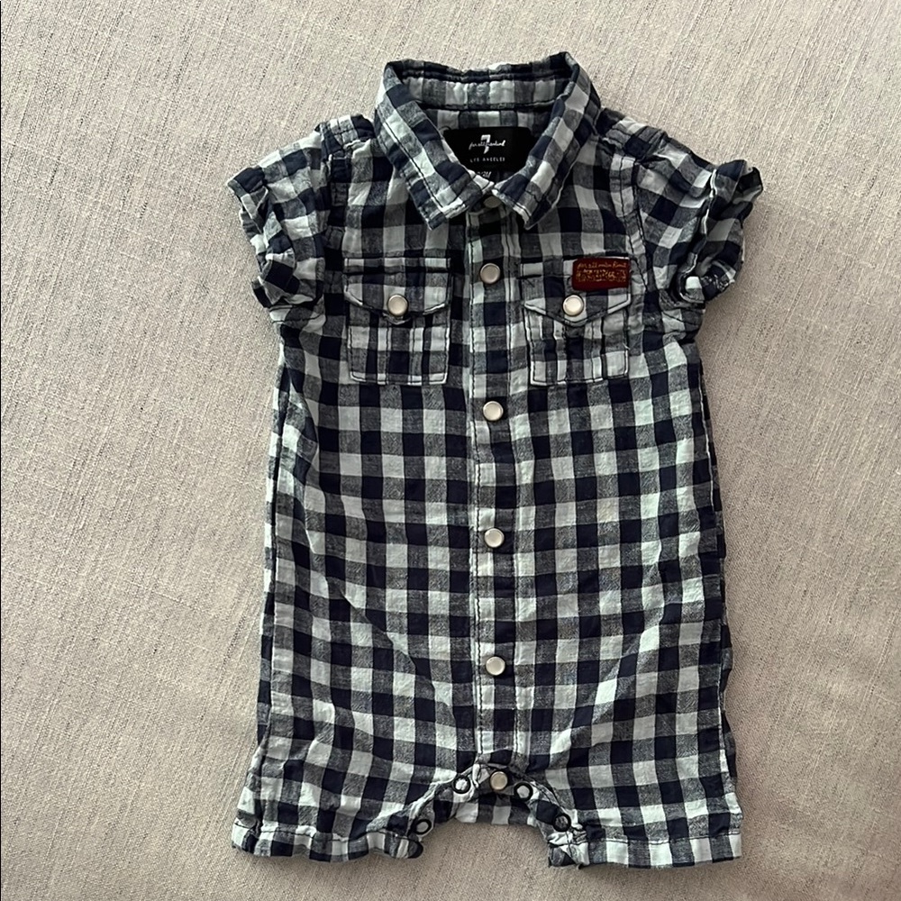 7 For All Mankind Gingham Baby Romper 0-3 months